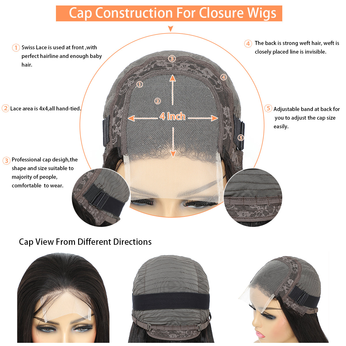 4X4 Lace Straight Wig Human Hair Wear and Go Glueless Wigs Straight HD Lace Front Wigs Human Hair for Women