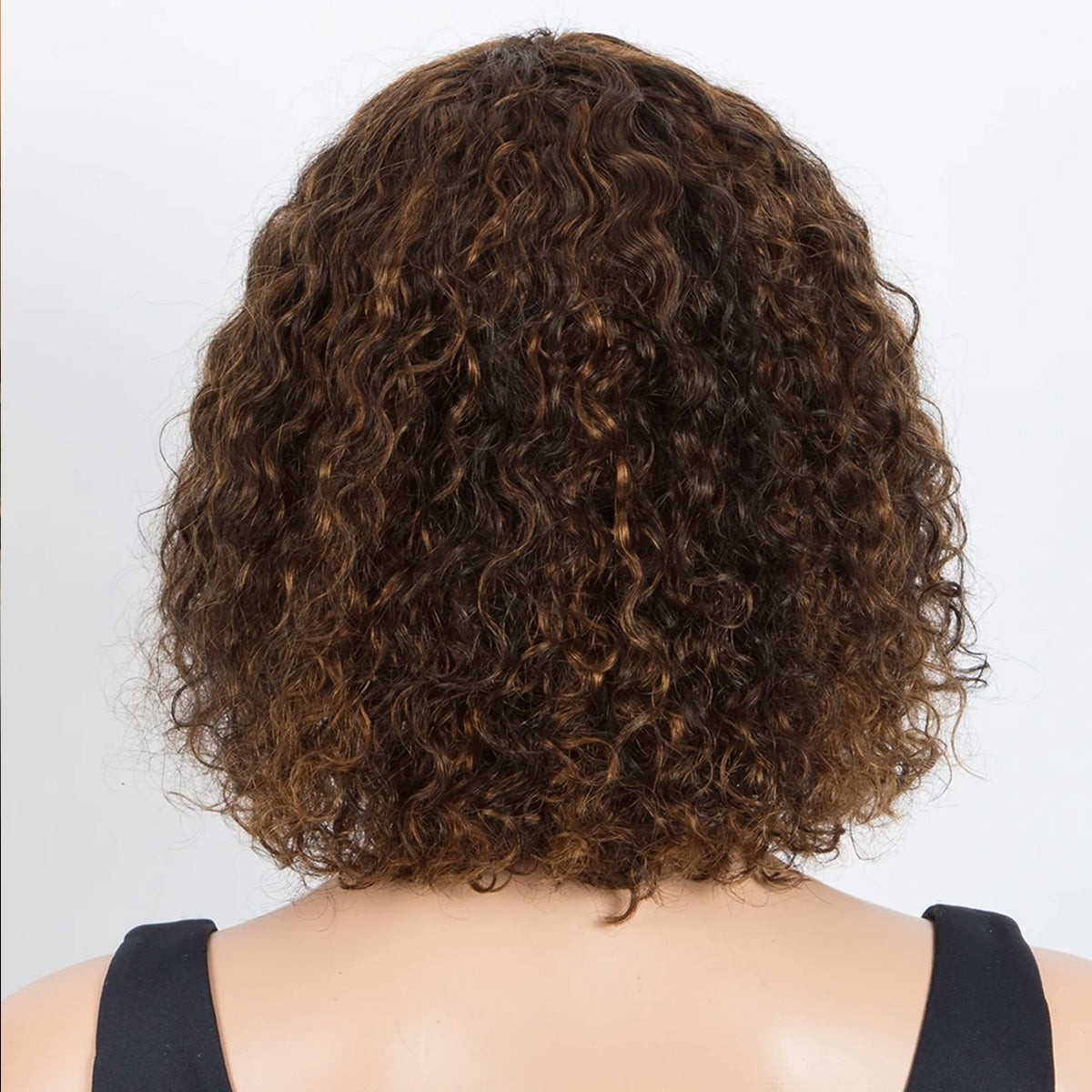 Glueless Wigs Short Cut Bob Water Wave Human Hair Wigs with Bangs Mix Color(#4/30) and 1B Wear and Go Water Wave Bob Wig