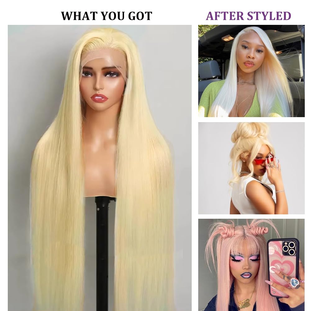 613 Blonde Lace Frontal Wig Brazilian 13×6 Body Wave Lace Front Wig 180% / 250% Density Straight or Body Wave Human Hair Lace Wigs