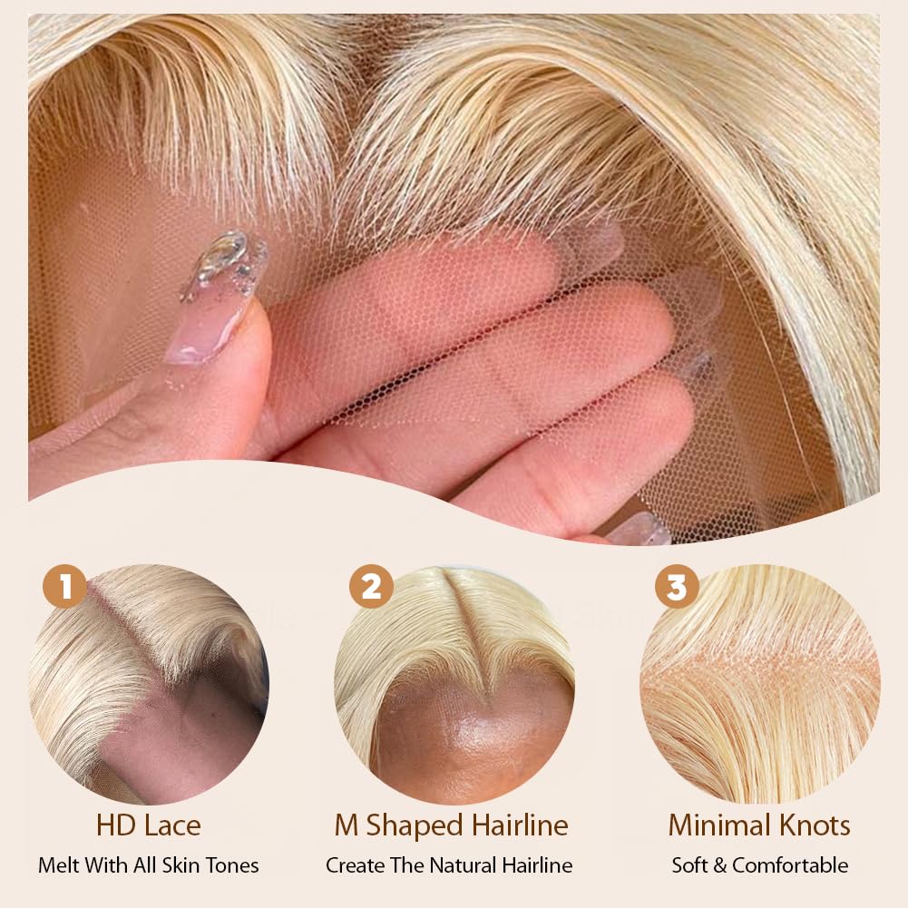 613 Blonde Lace Frontal Wig Brazilian 13×6 Body Wave Lace Front Wig 180% / 250% Density Straight or Body Wave Human Hair Lace Wigs