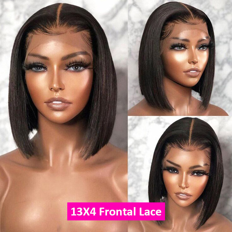 Hot combo | 13X4 Full Frontal Lace Natural Color Bob Wig+#4/red Color BOB Wig