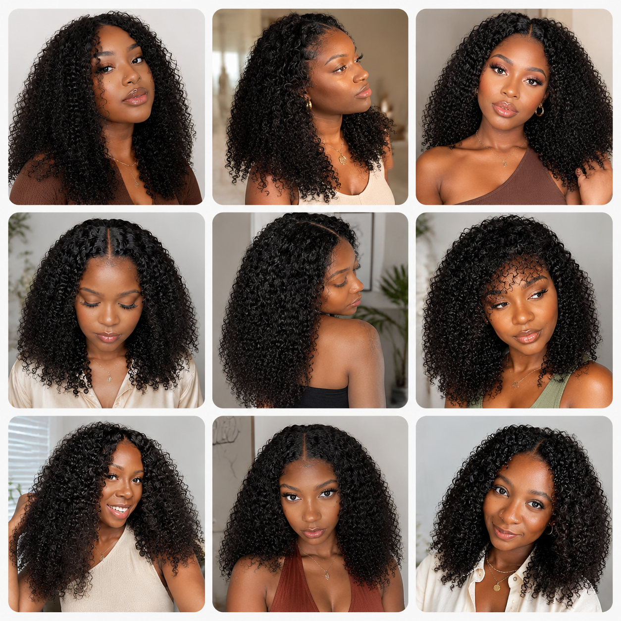 YonovaHair Natural Curly Seamless V-Part Human Hair Wig Glueless Natural Hairline Real Scalp Wig