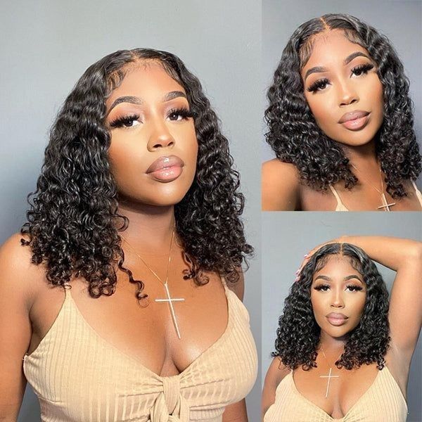 Hot combo | 13x4 Full Frontal Straight Bob Wig+4x4 WaterWave Bob Wig
