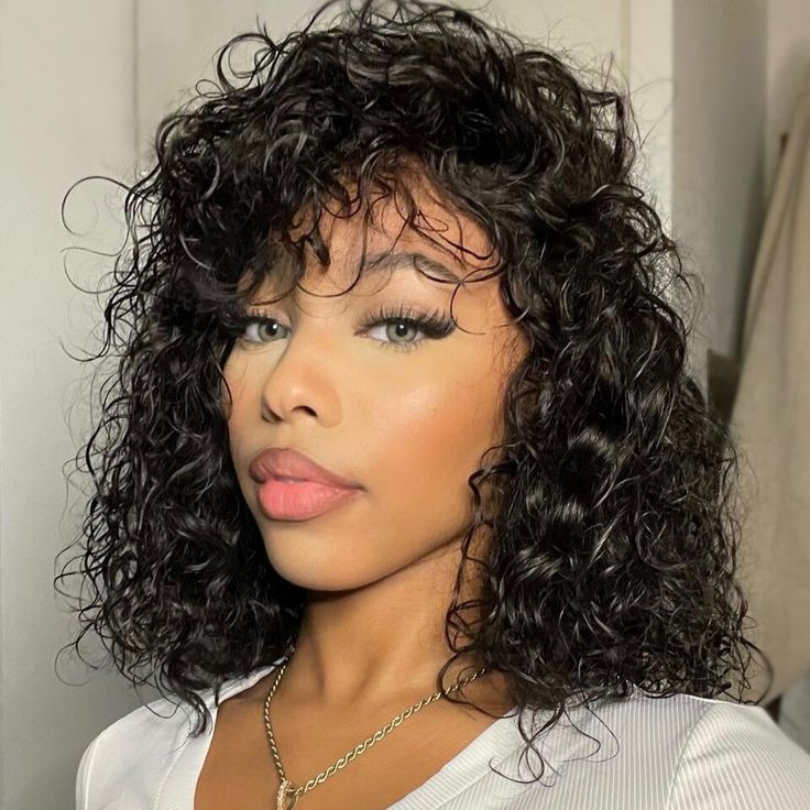 Peruvian Water Wave Human Hair Wigs With Bangs Short Human Hair Wigs For Black Mix#4/30 Women Remy Pixie Cut Bob Wig