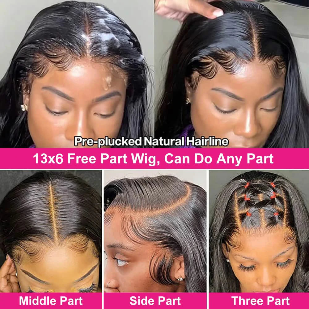 Straight Glueless Lace Front Wigs Human Hair Pre Plucked Bleached Knots 13x6 HD Lace Front Wigs Human Hair 180% Density Lace Frontal Wigs Human Hair with Baby Hair Hairline Glueless Wigs