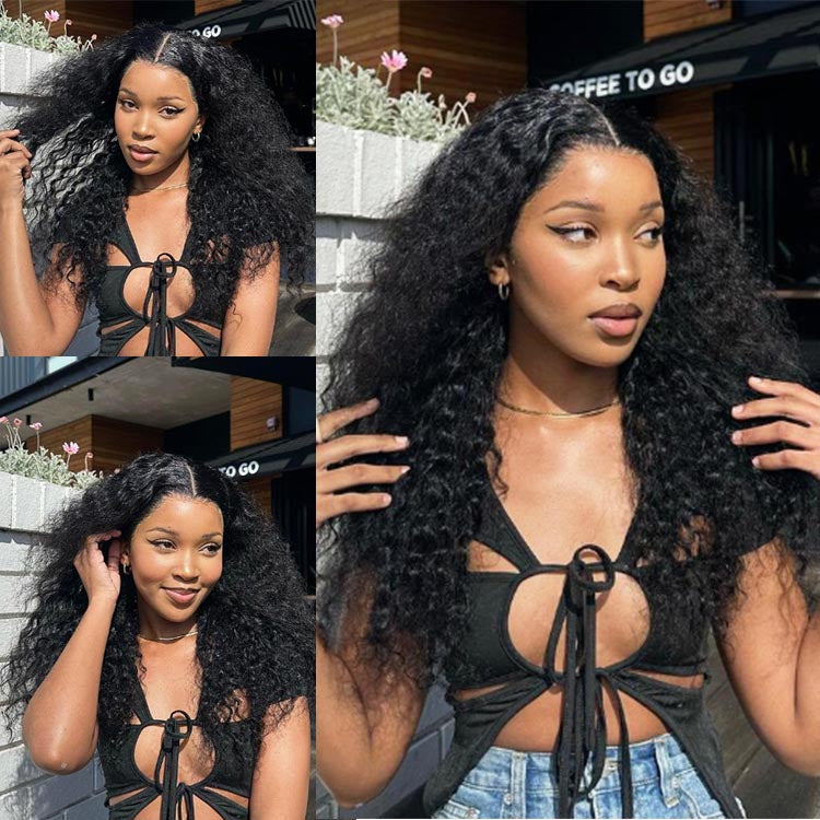 Wear And Go Jerry Curly Glueless Wigs Human Hair Pre Plucked Pre Cut 4x4 Lace Closure Wigs Deep Curly Virgin Brazilian Human Hair Wig for Beginners Jerry Curly 3 Seconds to Wear Glueless Wig 20 INCH