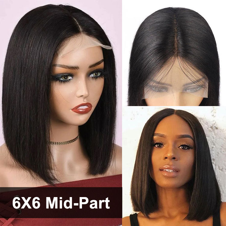 Straight Bob Wig Human Hair 6x6 Lace Short Bob Wig Lace Front Wigs Human Hair for Women