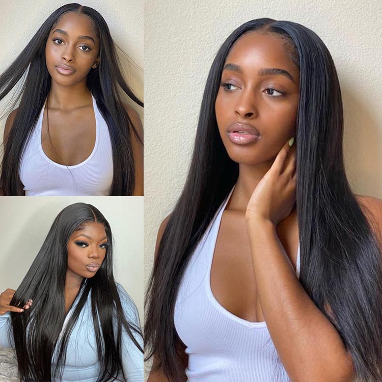 20 Inch Wear and Go Glueless Wigs Human Hair Pre Plucked Pre Cut for Beginners HD Lace Closure Straight Wigs No Glue Pre Cut 3 Seconds to Wear Glueless Wig