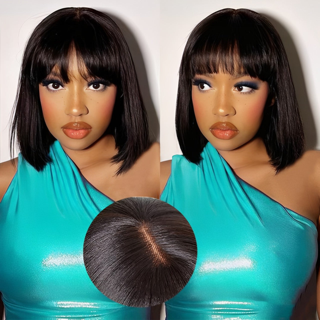 SDD Mini Lace Bob Wig with Bang Human Hair Straight Double Drawn Lace Wigs Human Hair For Women