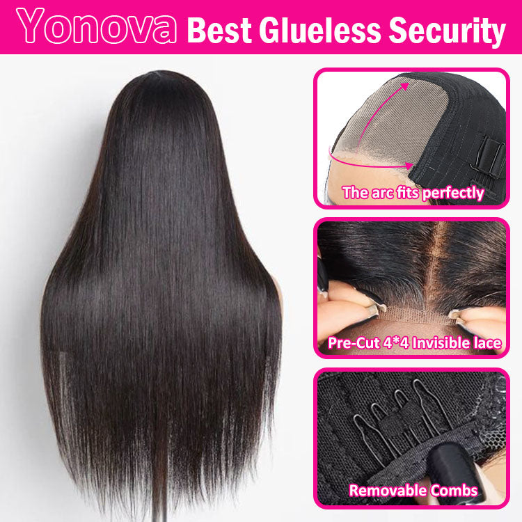 20 Inch Wear and Go Glueless Wigs Human Hair Pre Plucked Pre Cut for Beginners HD Lace Closure Straight Wigs No Glue Pre Cut 3 Seconds to Wear Glueless Wig