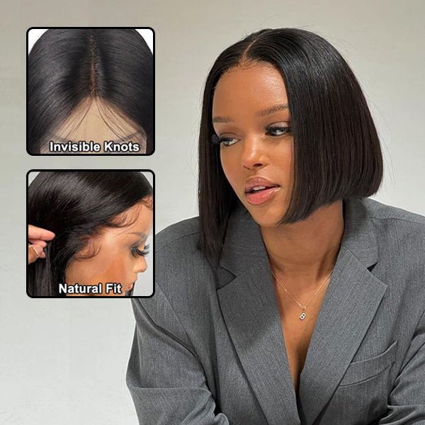 Straight Bob Wig Human Hair 6x6 Lace Short Bob Wig Lace Front Wigs Human Hair for Women