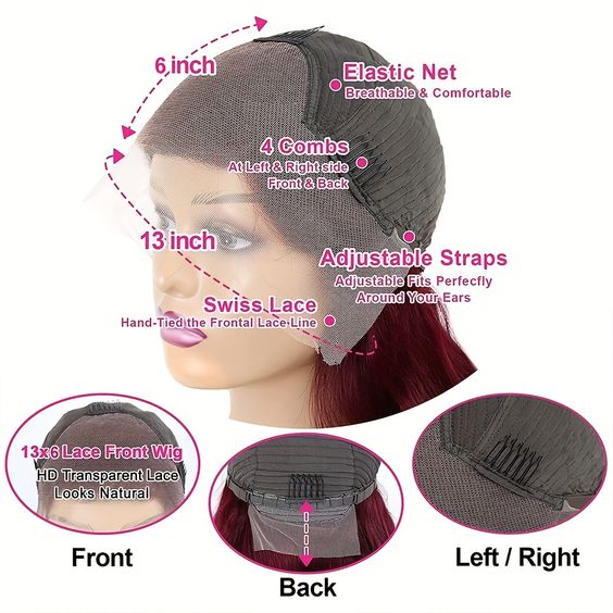 Hot combo | 13X4 Full Frontal Lace Natural Color Bob Wig+Burgundy #99J Color BOB Wig