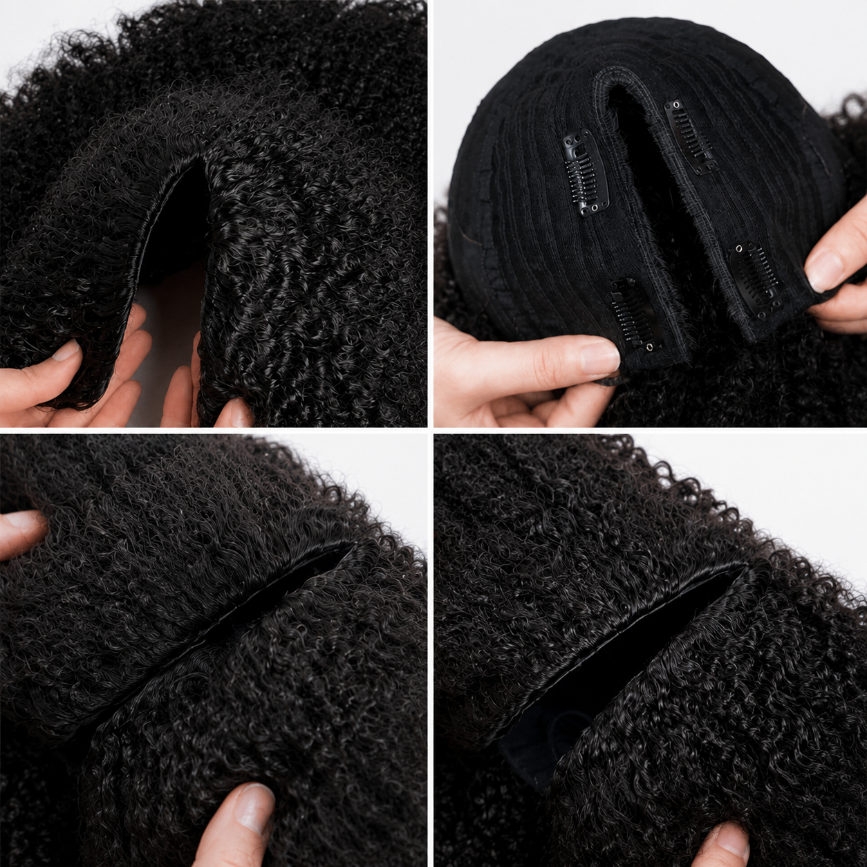 YonovaHair Natural Curly Seamless V-Part Human Hair Wig Glueless Natural Hairline Real Scalp Wig