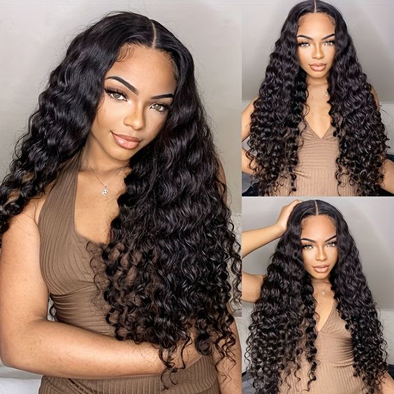 20 Inch Deep Wave Wear and Go Glueless Wigs Human Hair Pre Plucked Pre Cut for Beginners HD Lace Closure Wigs No Glue Pre Cut 3 Seconds to Wear Glueless Wig