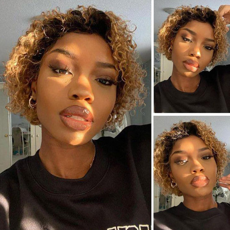 Pixie Cut Wig Short Curly Human Hair Wigs Human Hair Wig 13X1 Transparent Lace Wig For Women Human Hair Pre Plucked
