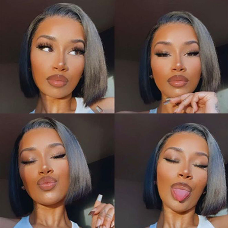 Flash Sale -Yonova Hair 13x4 Full Lace Glueless Bob Wig Wear And Go Wig Straight Human Hair 10 Inch