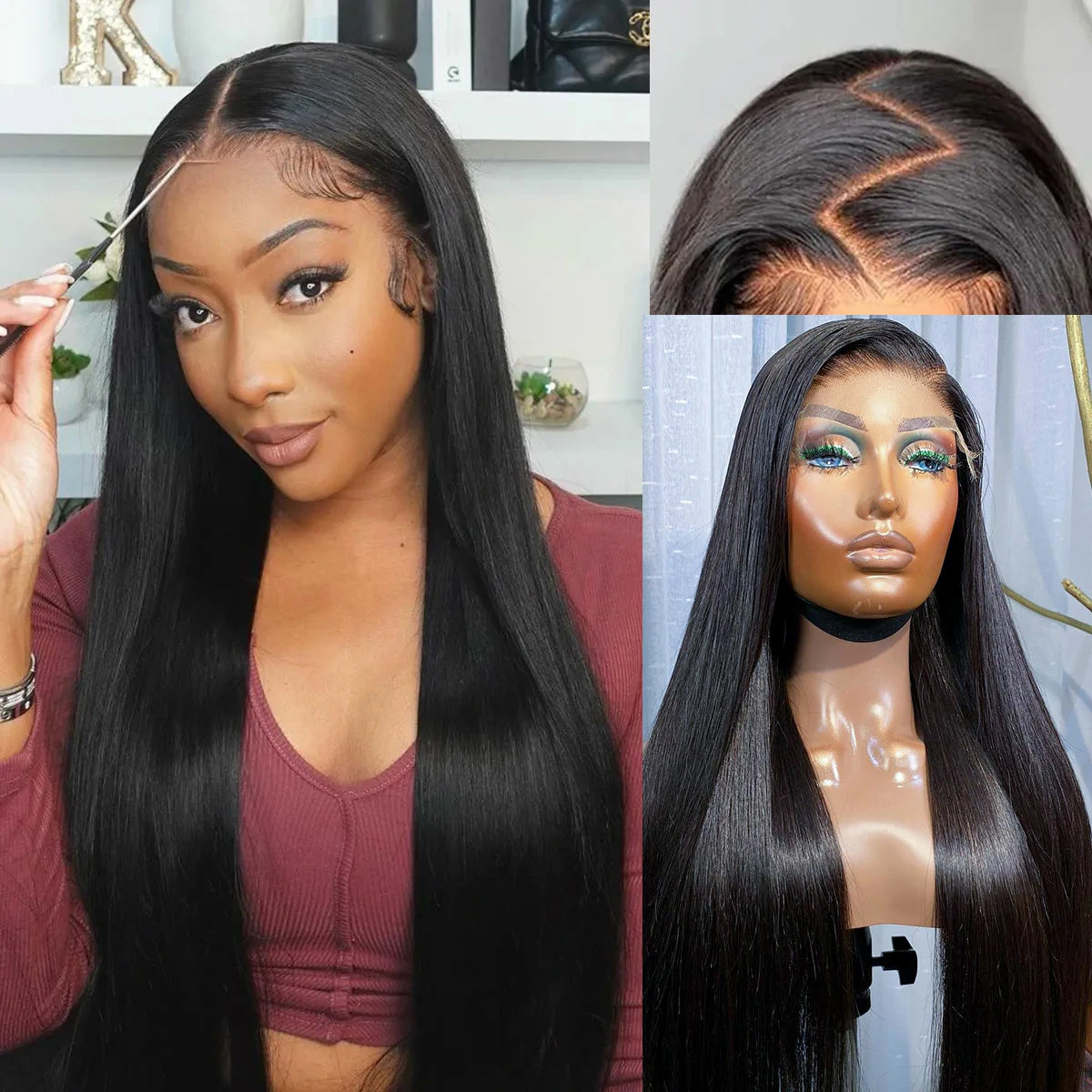 Straight Glueless Lace Front Wigs Human Hair Pre Plucked Bleached Knots 13x6 HD Lace Front Wigs Human Hair 180% Density Lace Frontal Wigs Human Hair with Baby Hair Hairline Glueless Wigs