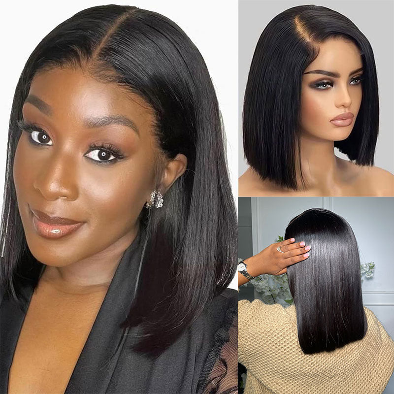Super Double Drawn Straight Short Bob Wig Human Hair 13x4 Lace Front Bob Wigs for Women Short Straight Lace Wigs Human Hair Pre Plucked Pre Cut
