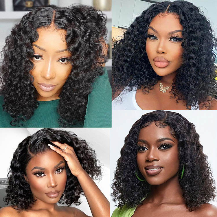 Water Wave Bob Wig Human Hair 6x6 Lace Short Bob Wig Lace Front Wigs Human Hair for Women Glueless Wet and Wavy Lace Front Wigs Human Hair