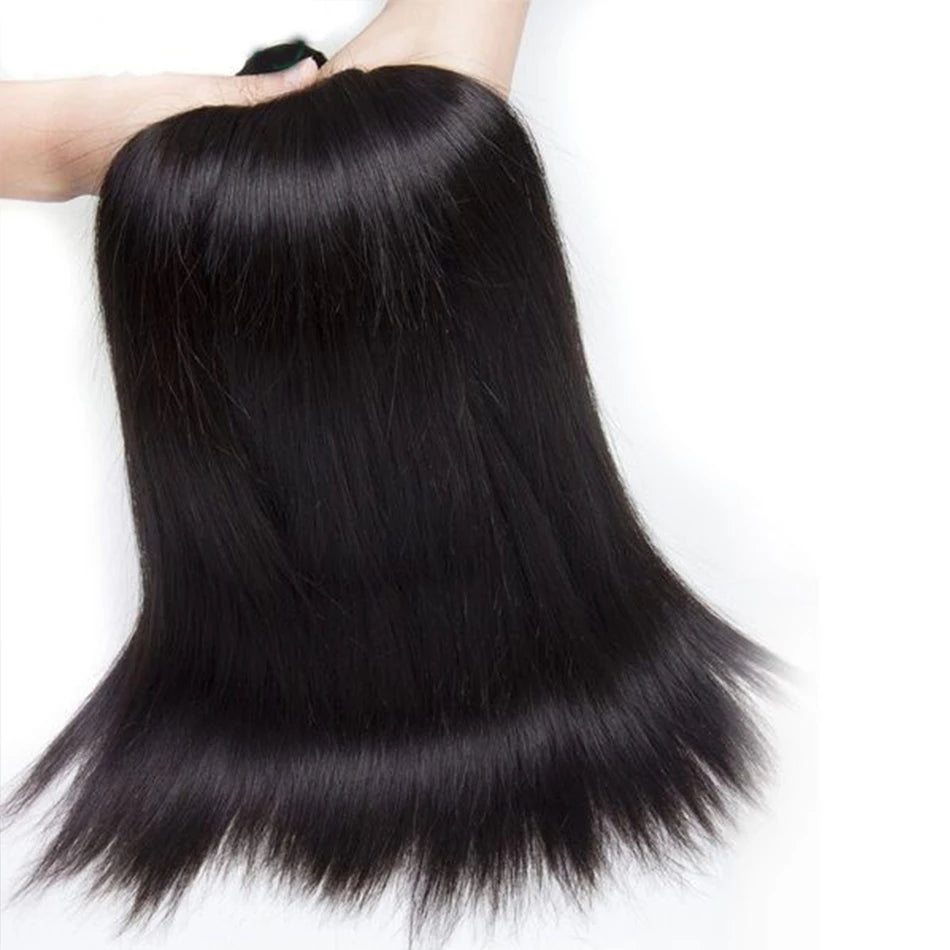 3 Bundles Straight Human Hair with 4x4 HD Lace Closure Remy Human Hair Weave Bundles Yonova Hair