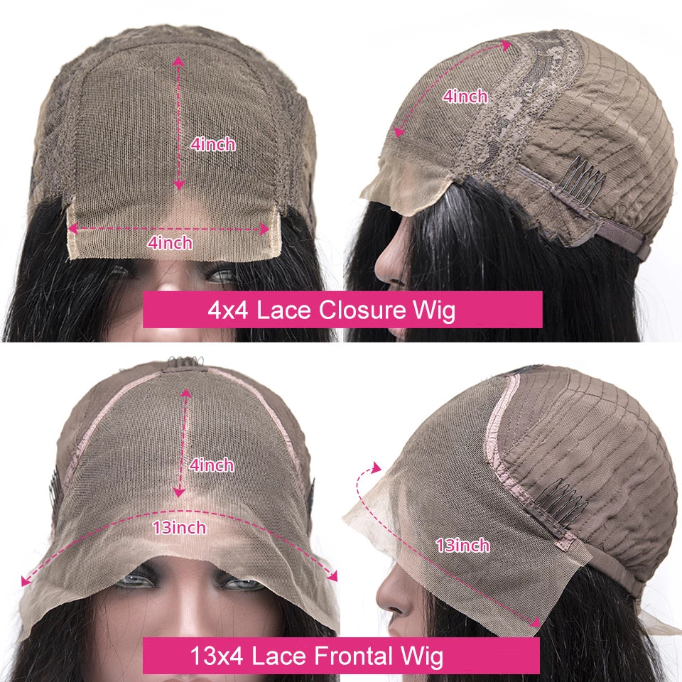 Yonova 4x4 Water Wave Wig Closure Lace Front Human Hair Wigs For Black Women