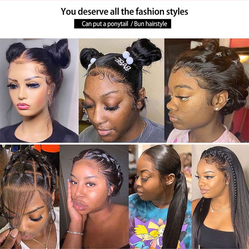 360 HD Lace Frontal Wig Straight Human Hair Wig PrePlucked Lace Front Wig with Baby Hair Remy Hair Extension