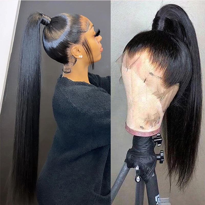 360 HD Lace Frontal Wig Straight Human Hair Wig PrePlucked Lace Front Wig with Baby Hair Remy Hair Extension