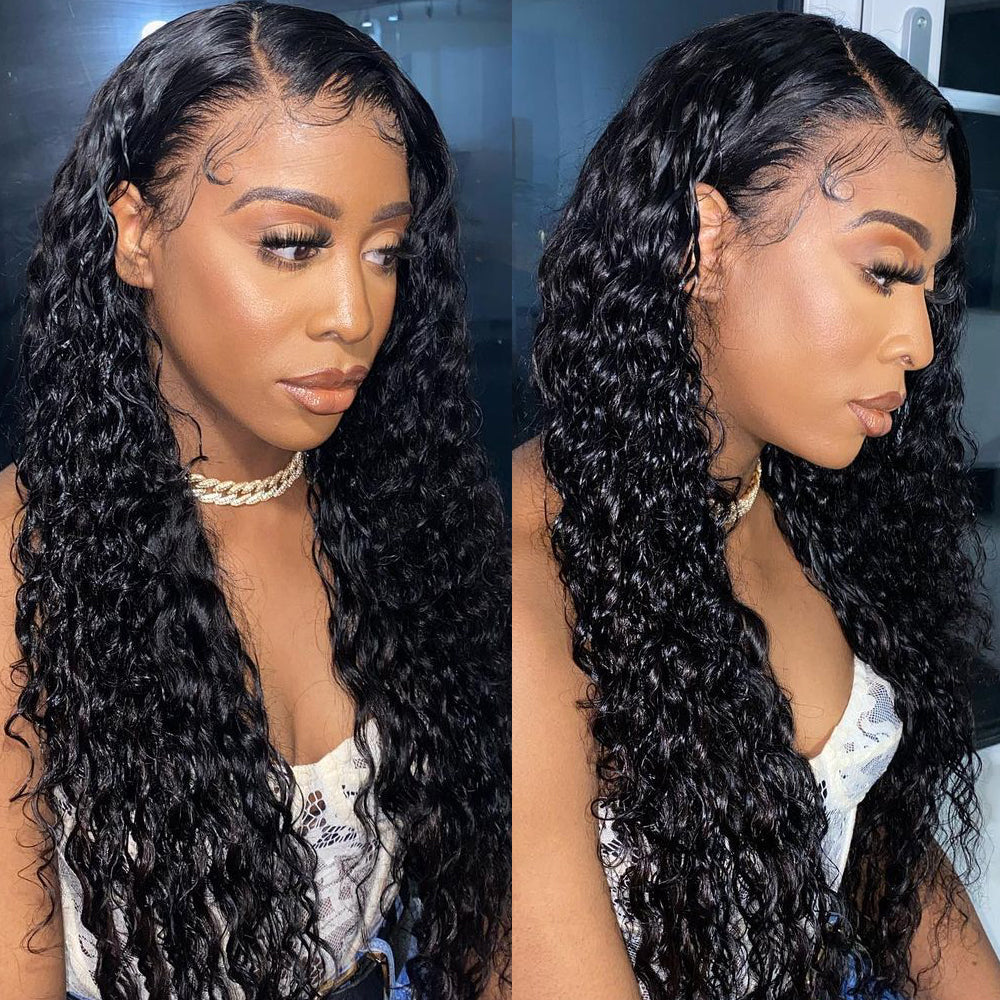 12A Bundles With Closure 4x4 Water Wave Remy Human Hair Natural Color