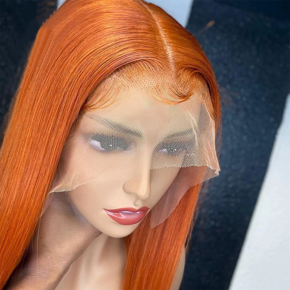 Orange Ginger Brazilian 13x4 Lace Front Human Hair Wigs For Women
