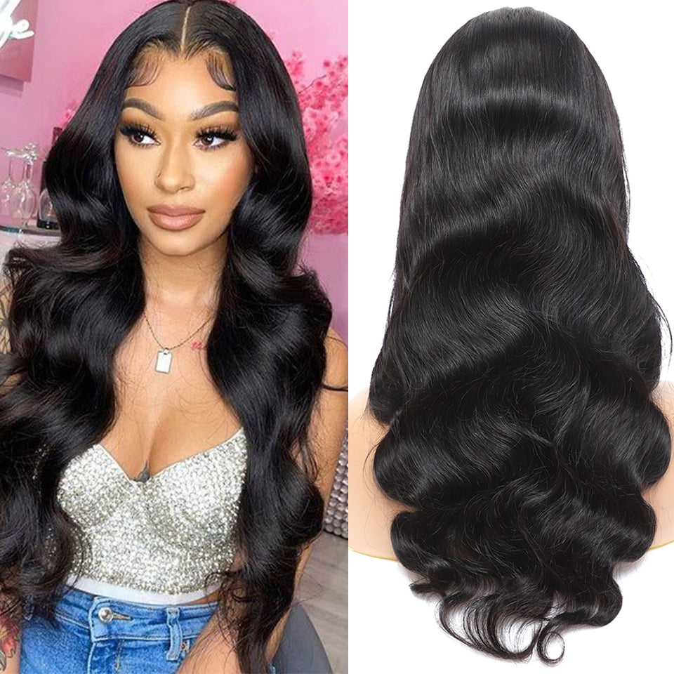 Body Wave Human Hair 4X4 Lace Closure Wig Remy Human Hair Natural Color Yonova Hair