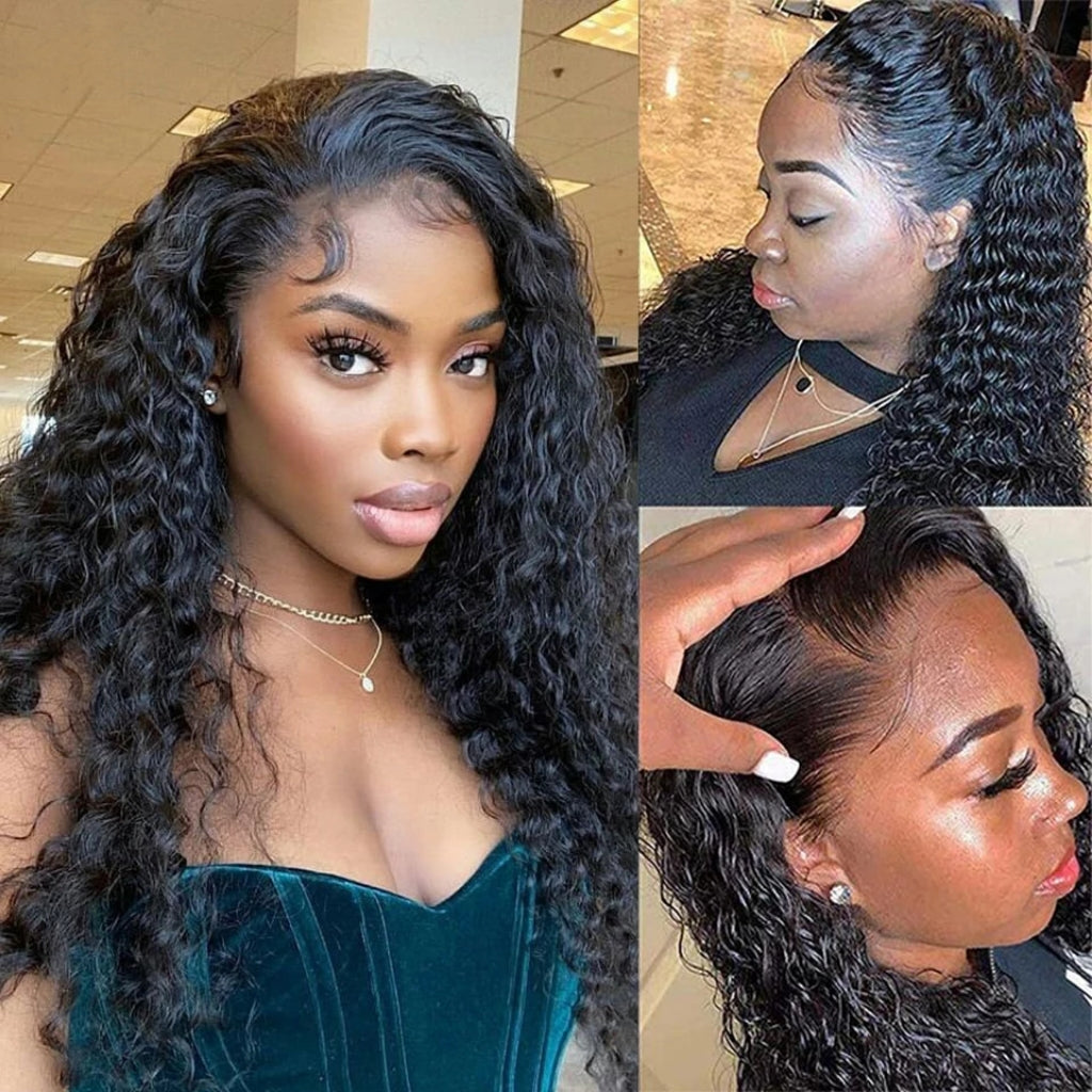 Yonova 5X5 Lace Closure long Wig Curly Pre Plucked Remy Human Hair lace Wig 12-30 Inches Wigs for Women Human Hair