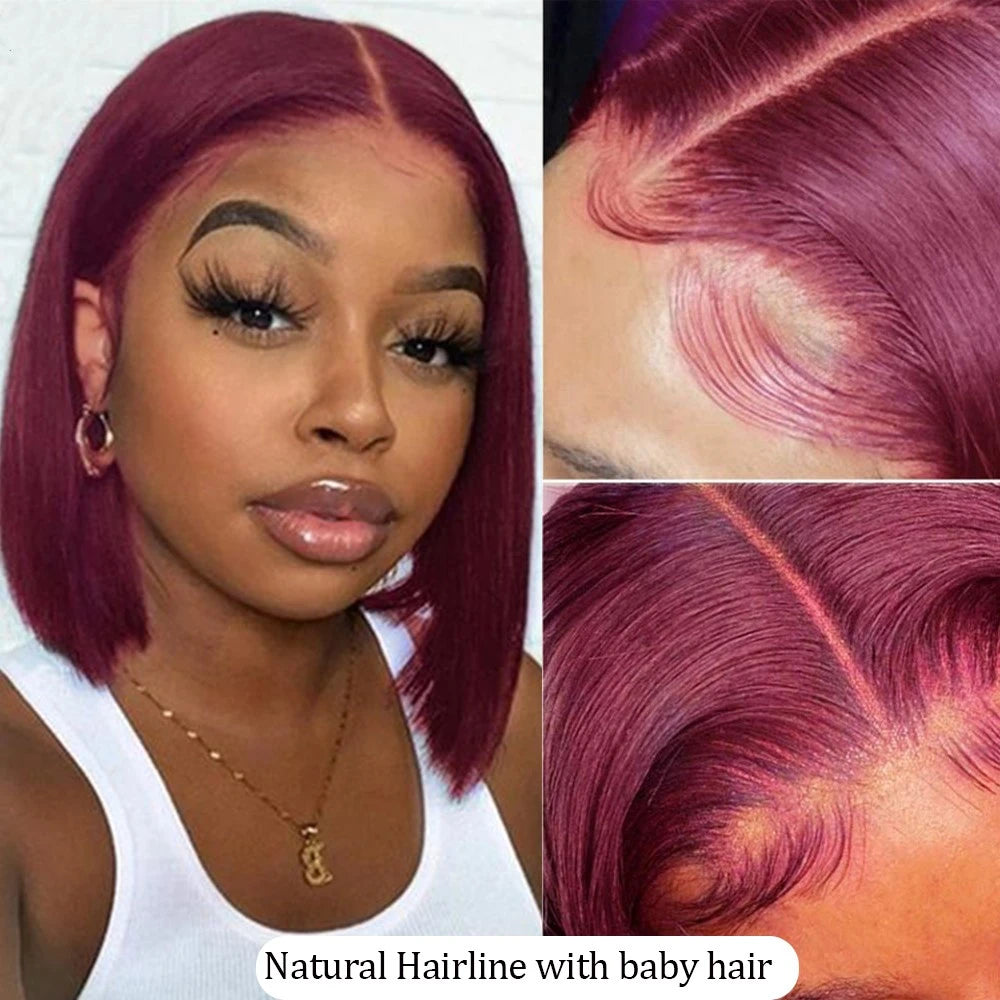 99J Burgundy Short Bob Wig 13X4 Lace Front Wigs For Black Women