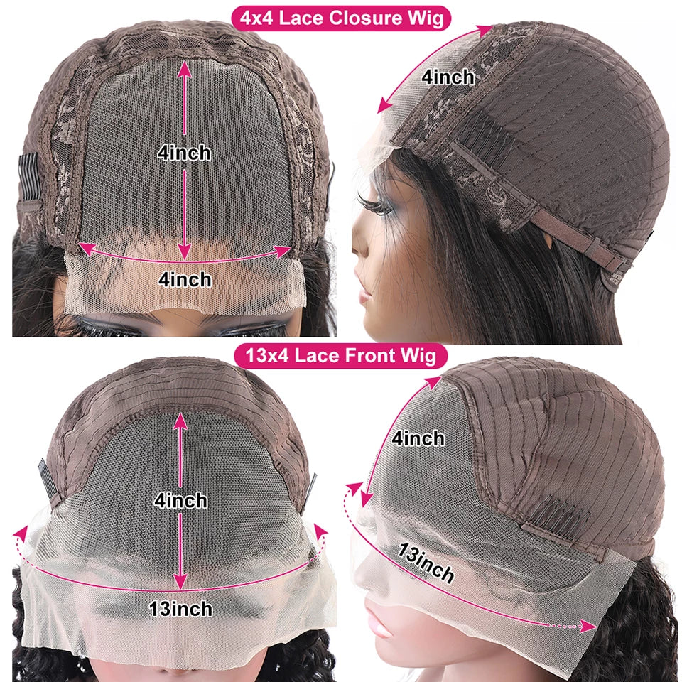 Yonova 4x4 Curly Closure Wigs Kinky Human Hair For Black Women