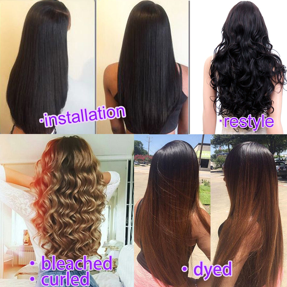 3 Bundles Straight Human Hair with 4x4 HD Lace Closure Remy Human Hair Weave Bundles Yonova Hair