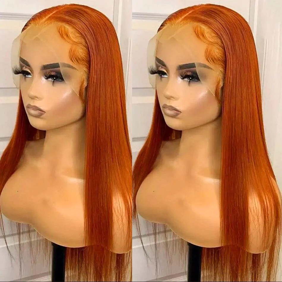 Orange Ginger Brazilian 13x4 Lace Front Human Hair Wigs For Women