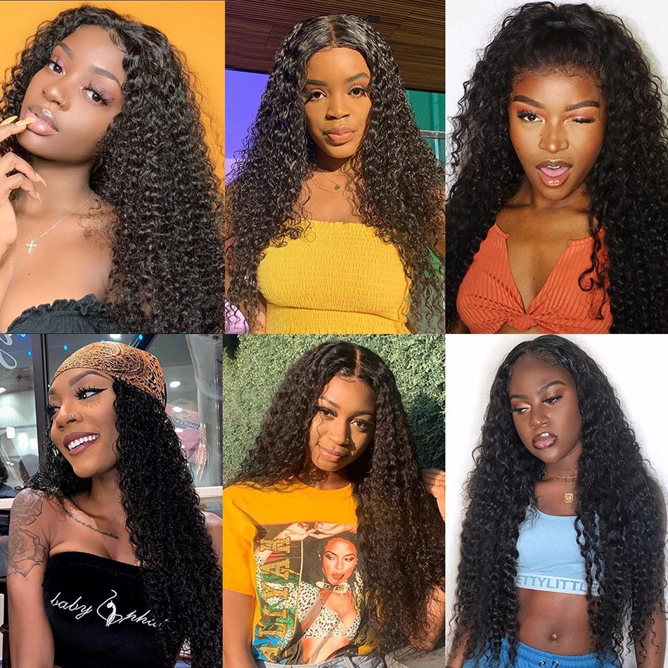Yonova 4X4 Kinky Curly 3 Bundles With Closure Human Hair