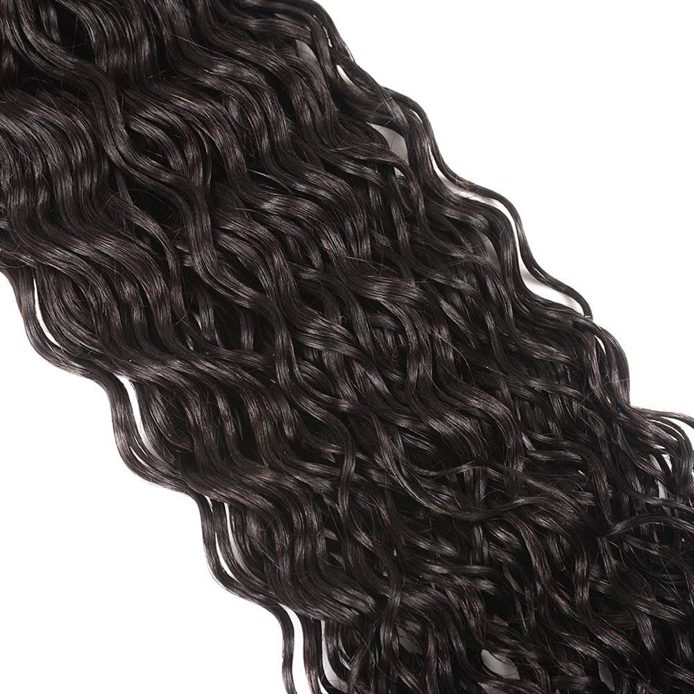 3 Bundles With Closure  Water Wave Remy Human Hair For Black Women