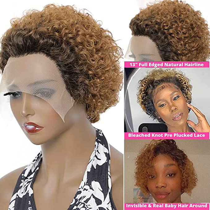 Pixie Cut Wig Short Curly Human Hair Wigs Human Hair Wig 13X1 Transparent Lace Wig For Women Human Hair Pre Plucked