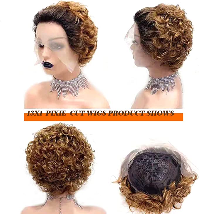 Pixie Cut Wig Short Curly Human Hair Wigs Human Hair Wig 13X1 Transparent Lace Wig For Women Human Hair Pre Plucked