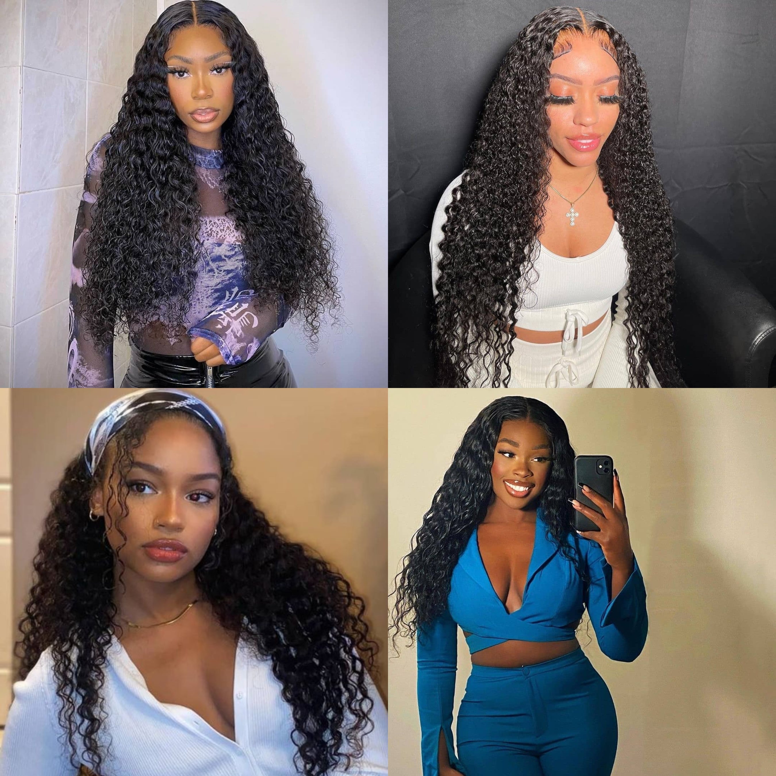 3 Bundles With Closure  Water Wave Remy Human Hair For Black Women