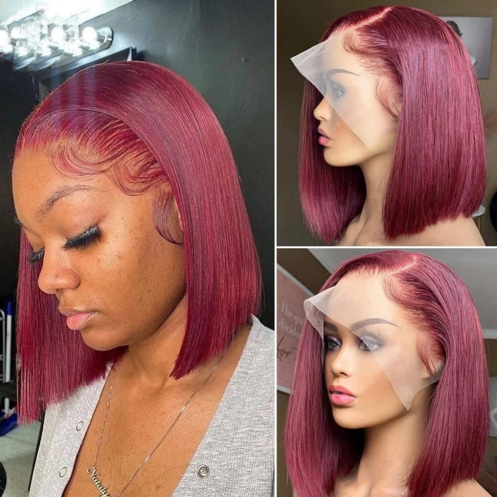 99J Burgundy Short Bob Wig 13X4 Lace Front Wigs For Black Women