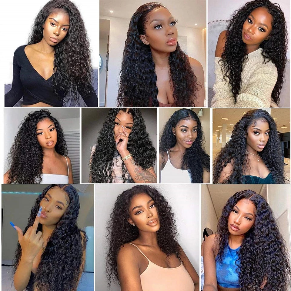 Yonova 4x4 Water Wave Wig Closure Lace Front Human Hair Wigs For Black Women