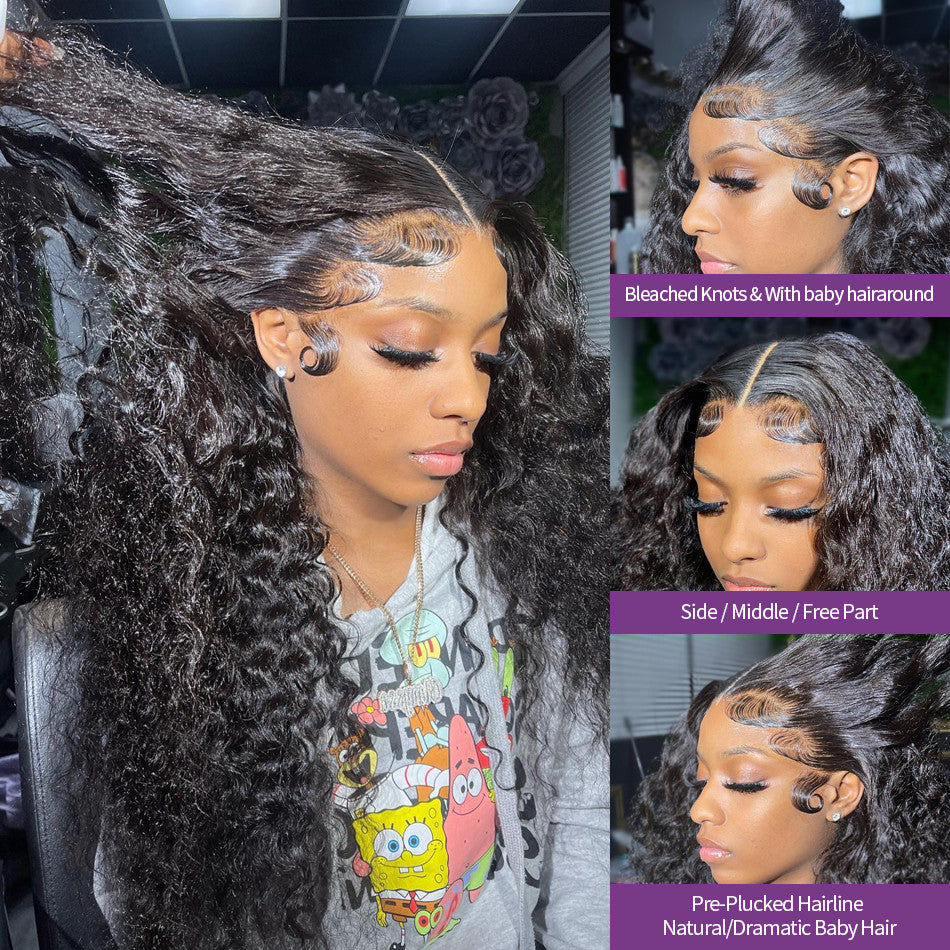 13x6 Deep Wave Lace Front Wig  Deep Human Hair Wigs for Black Women Wet And Wavy Frontal Wigs