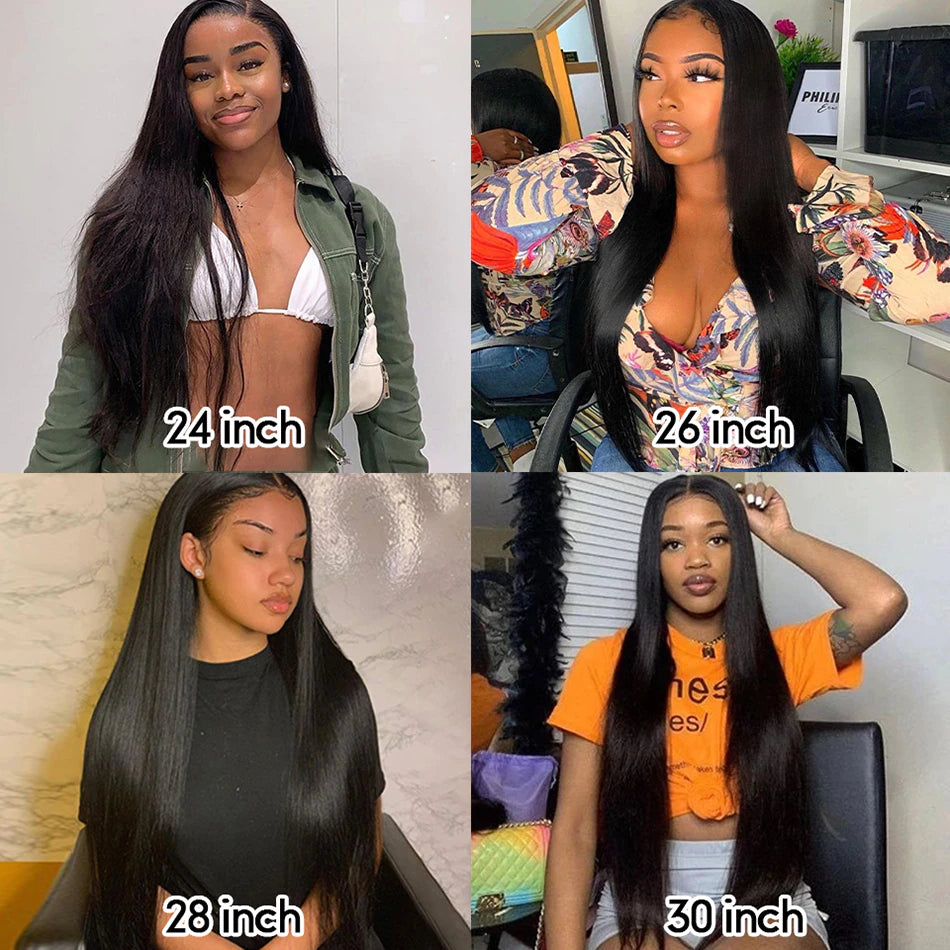 Yonova Straight Hair 3 Bundles With 13x4 HD Lace Frontal Closure
