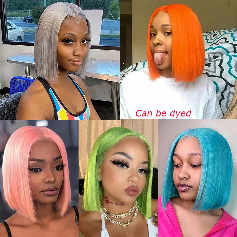 Yonova 613 Short Bob Human Hair Wig Honey Blonde 13x1 T Part Lace Wig Straight Brazilian Hair