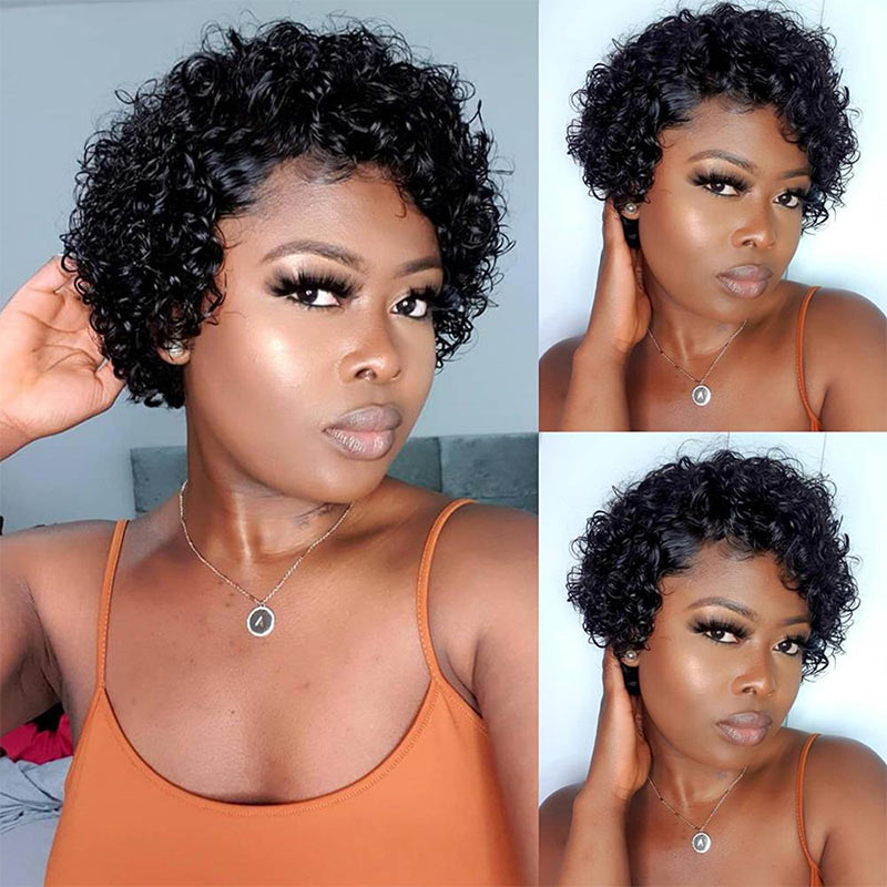 Pixie Cut Wig Human Hair 13x1 Lace Frontal Wigs Short Curly Human Hair Wigs