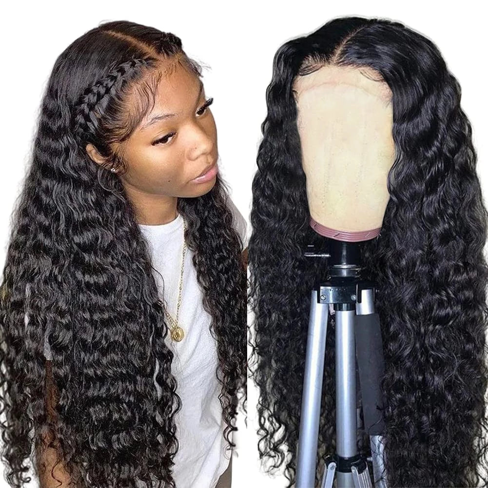 Yonova Deep Wave 5x5 Lace Closure Human Hair Wig With Natural Hairline For Women