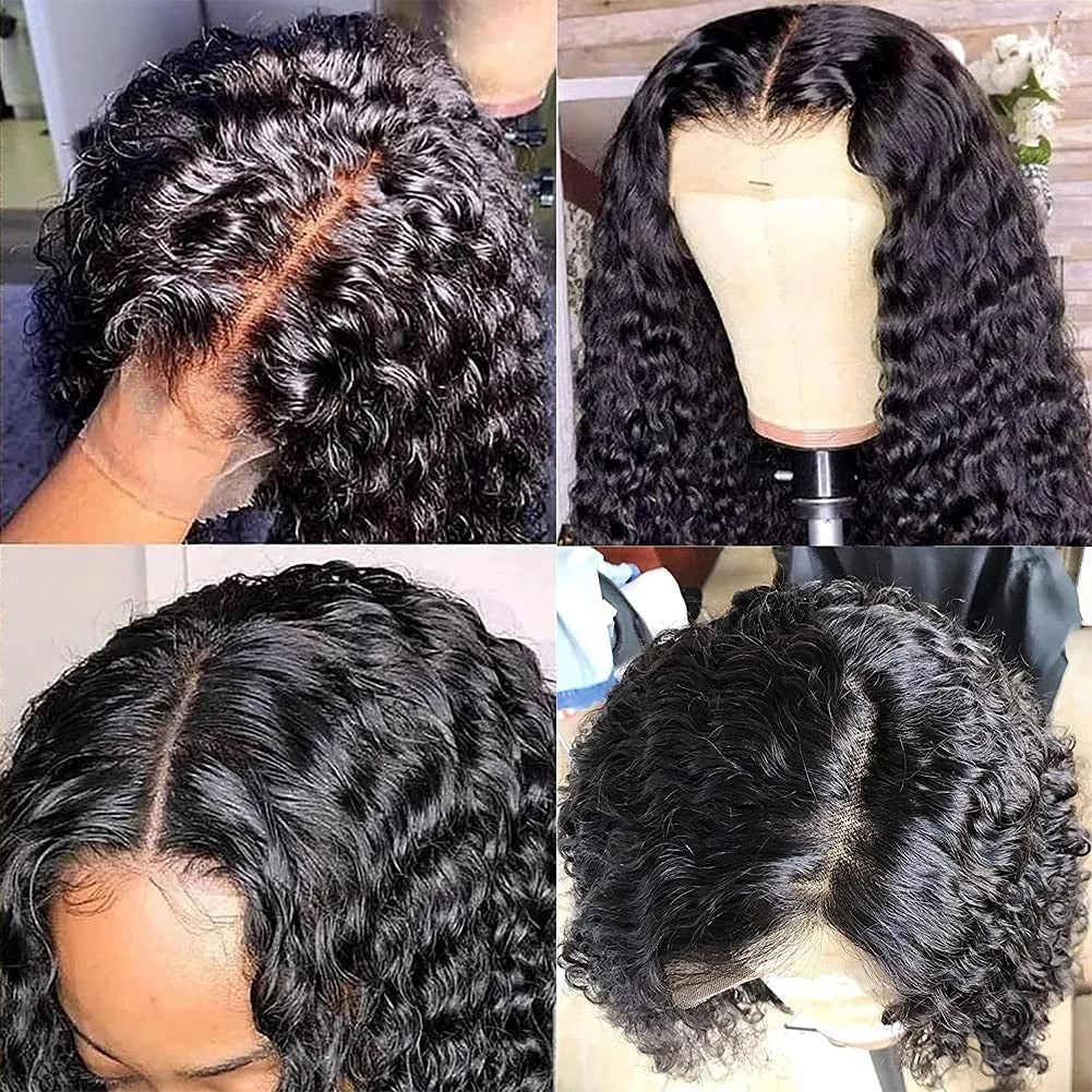 Yonova Deep Wave 5x5 Lace Closure Human Hair Wig With Natural Hairline For Women