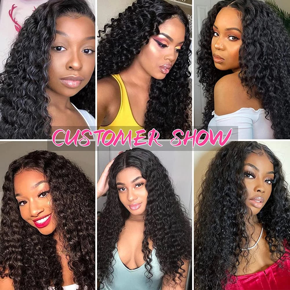 Yonova Deep Wave 5x5 Lace Closure Human Hair Wig With Natural Hairline For Women