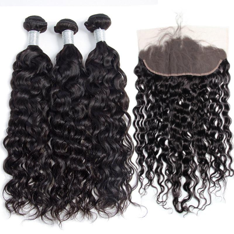Yonova Water Wave 13x4 Frontal Closure With 3 Bundles